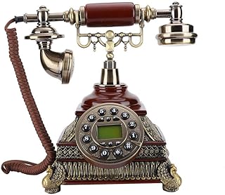 Europe FSK/DTMF Call Number Display Vintage Antique Telephone,One-button Redial Retro Telephone,with Noise Cancelling Function,Phone Numbers Check