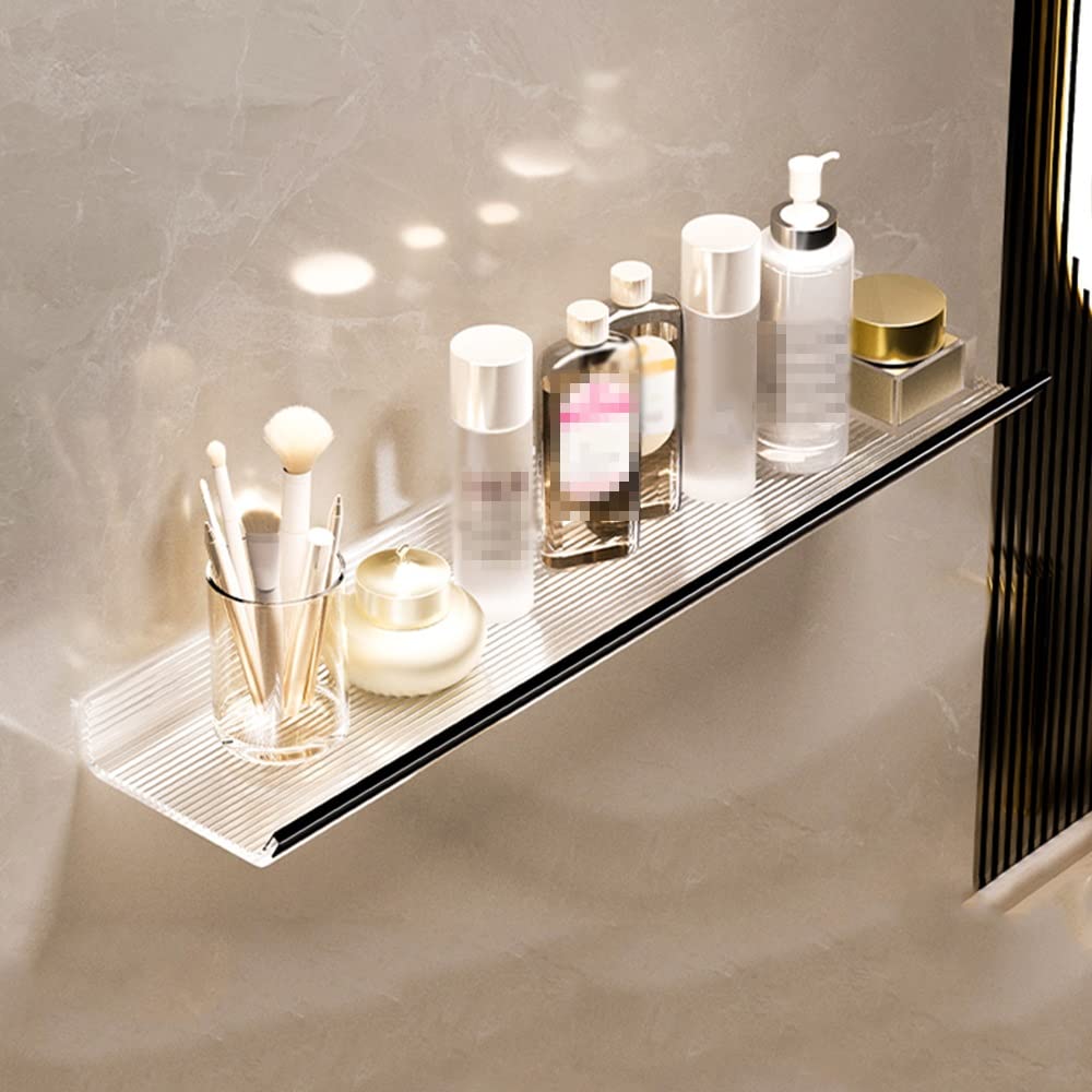 Étagère rectangulaire noire 40cm en acrylique pour coin douche et cuisine