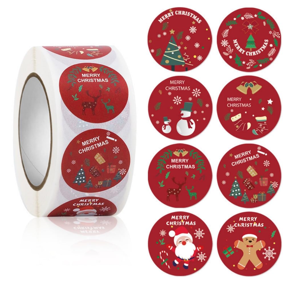 FEIFEI'S BOW 500pcs Christmas Stickers Party Bag Fillers Tags Gift Self-Adhesive Label Craft Scrapbooking Envelope Seal (Christmas 04)