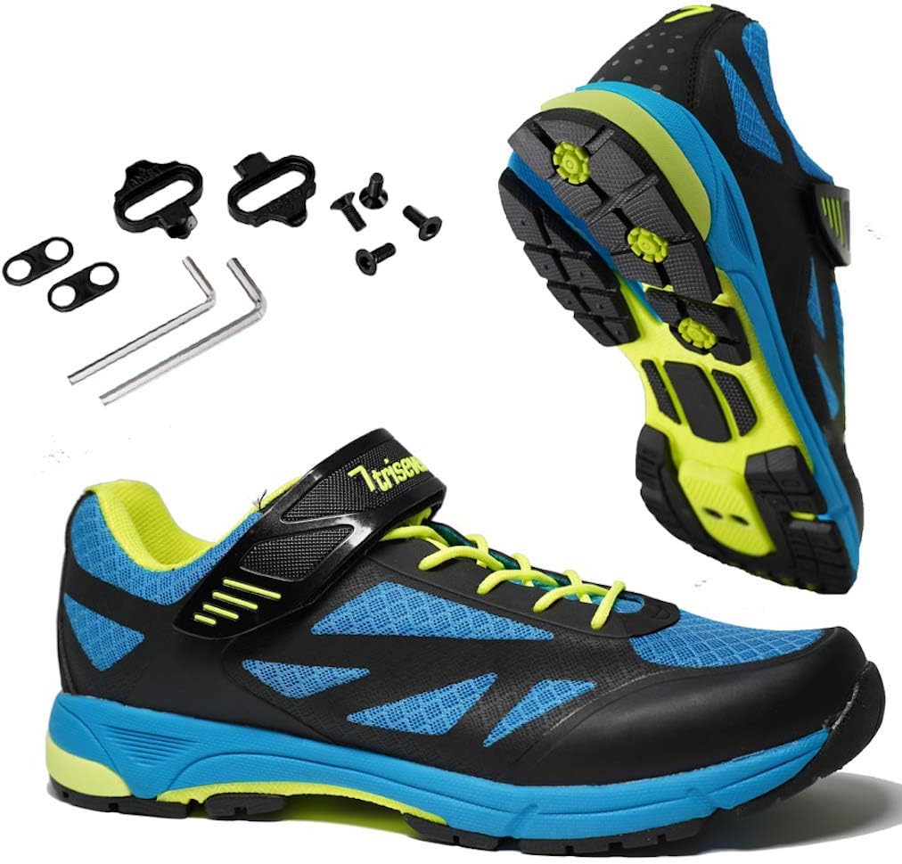 TriSevenMountain MTB Shoes - Lightweight, Breathable Synthetic Leather, Anti-Slip Heal & SPD/Indoor Cycling Compatible!