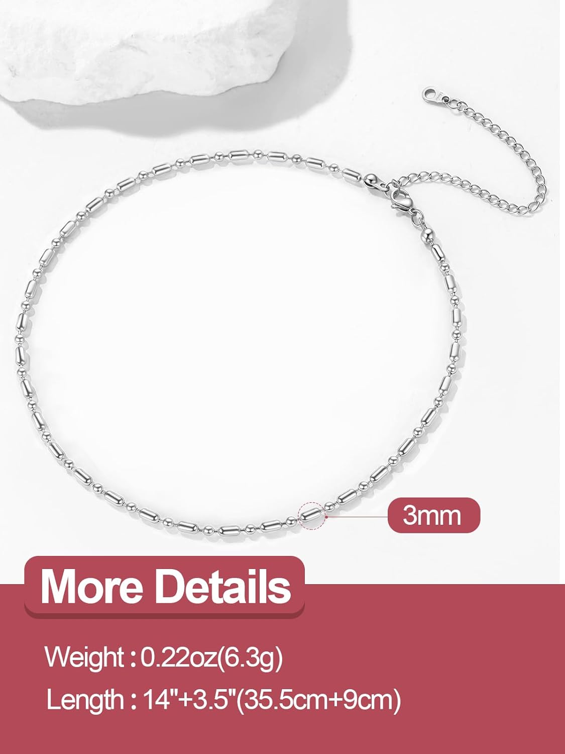 FOCALOOK Choker Necklace for Women Dainty 14K Gold Plated Double Layered Necklace Silver Black Metal Satellite Beaded Boho Choker Chain - Image 6