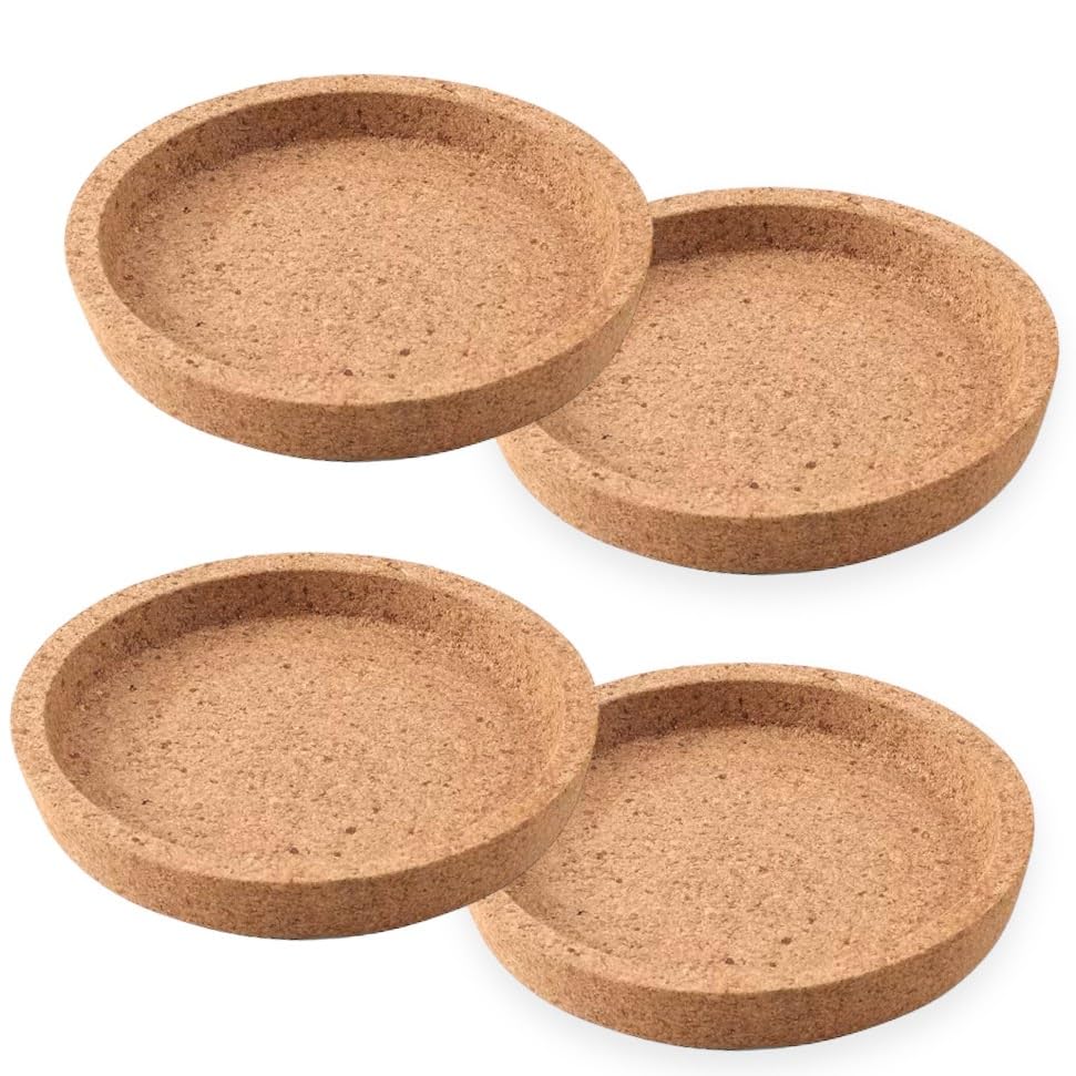 Kork-Untersetzer mit tiefer Nut rund 10 cm Durchmesser Original IKEA 365+ - Tischoberflächenschutz für heiße oder kalte Getränke - 4er-Pack