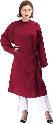 Miniatura 10 de TopTie Bata de salón de belleza Vestido de cliente unisex, cierre frontal ajustable, ligero resistente al agua-negro