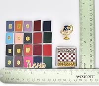 Vista 2 de iLAND Accesorios de casa de muñecas en miniatura para muebles de casa de muñecas, juego de ajedrez mini globo de libro para sala de estudio de casa