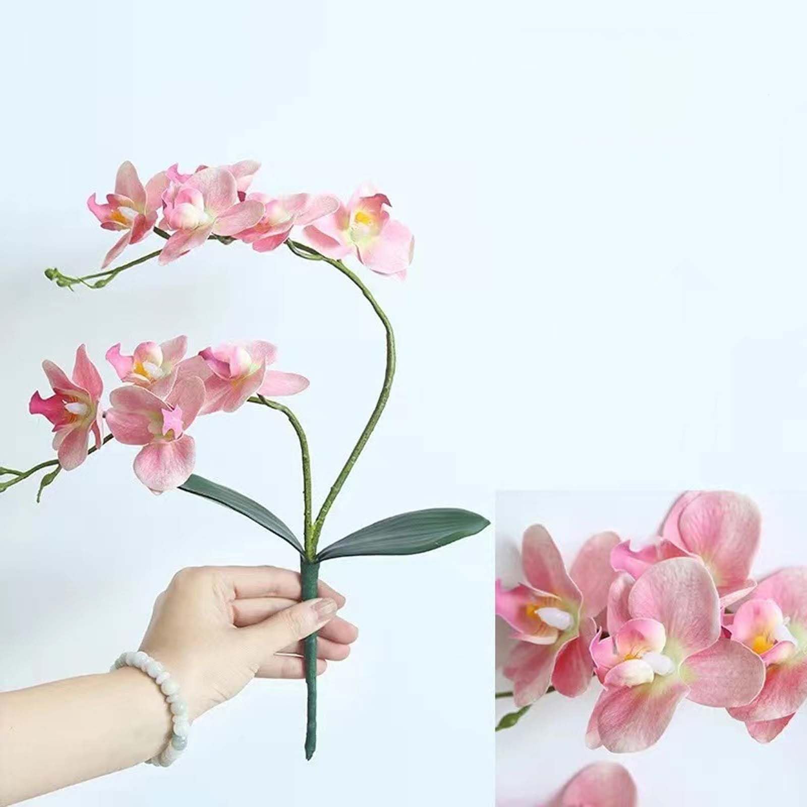 Künstliche Pinke Phalaenopsis-Orchidee, getopfte Blumendekoration, lebensechte Blumenarrangement mit weißem Keramiktopf für zu Hause