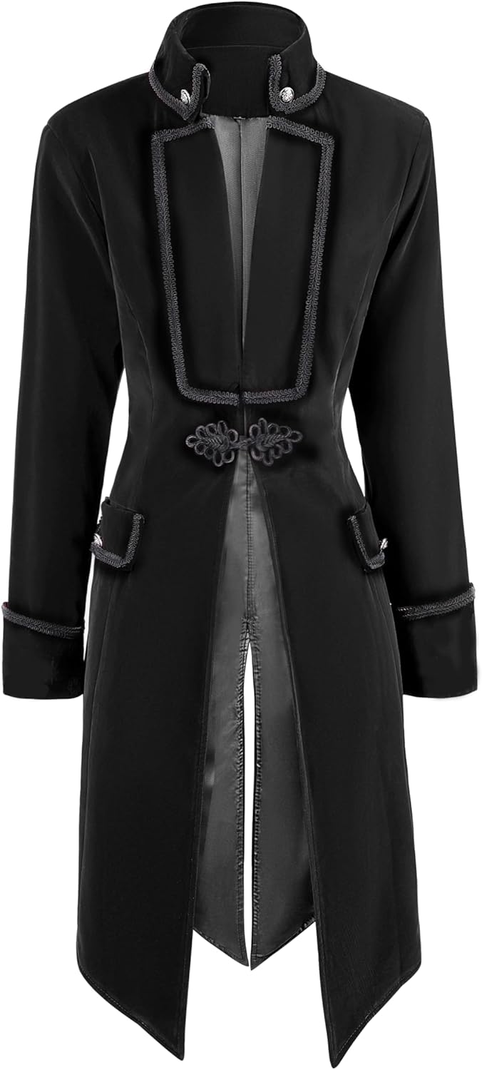 Womens Steampunk Jacket Pirate Gothic Renaissance Medieval Victorian Tailcoat coat Halloween Costume Clothes Blazer - Image 4
