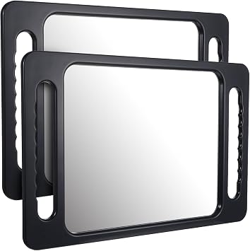 2 Pcs Professional Extra Large Hand Mirror with Handle, 16"x10" Drop-Proof Hand Mirror with Double Handle Large Rectangular Handheld Mirrors for Salon, Beauty Salons, Barbers, Salon Hair Mirrors