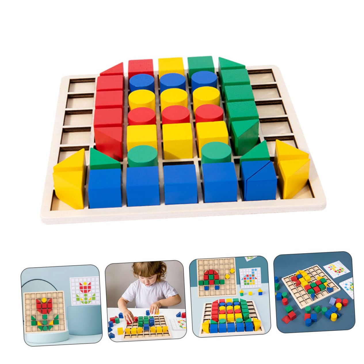 Kisangel Juego de Madera Creativos para Niños, Puzzles Infantiles Educativos Bloques de Construcción, Desarrollo de Coordinación Mano-Ojo y Creatividad, Adecuado para Aprendizaje Temprano