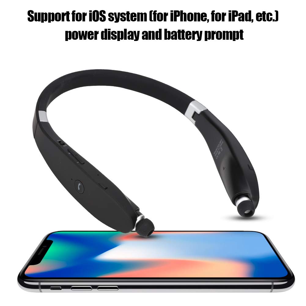 LICAEVEY Auricolare Bluetooth Wireless, Pieghevole da Appendere Al Collo con Doppia Connessione CSR5.0, Cancellazione del Rumore CVC per Pendolari in Ufficio, Standby 300 Ore (#1)