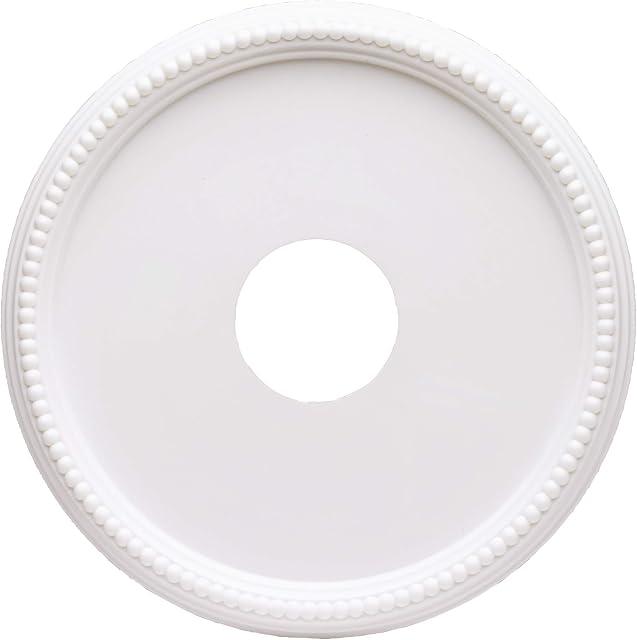 77733 40 cm Round Beaded White Finish Ceiling Medallion