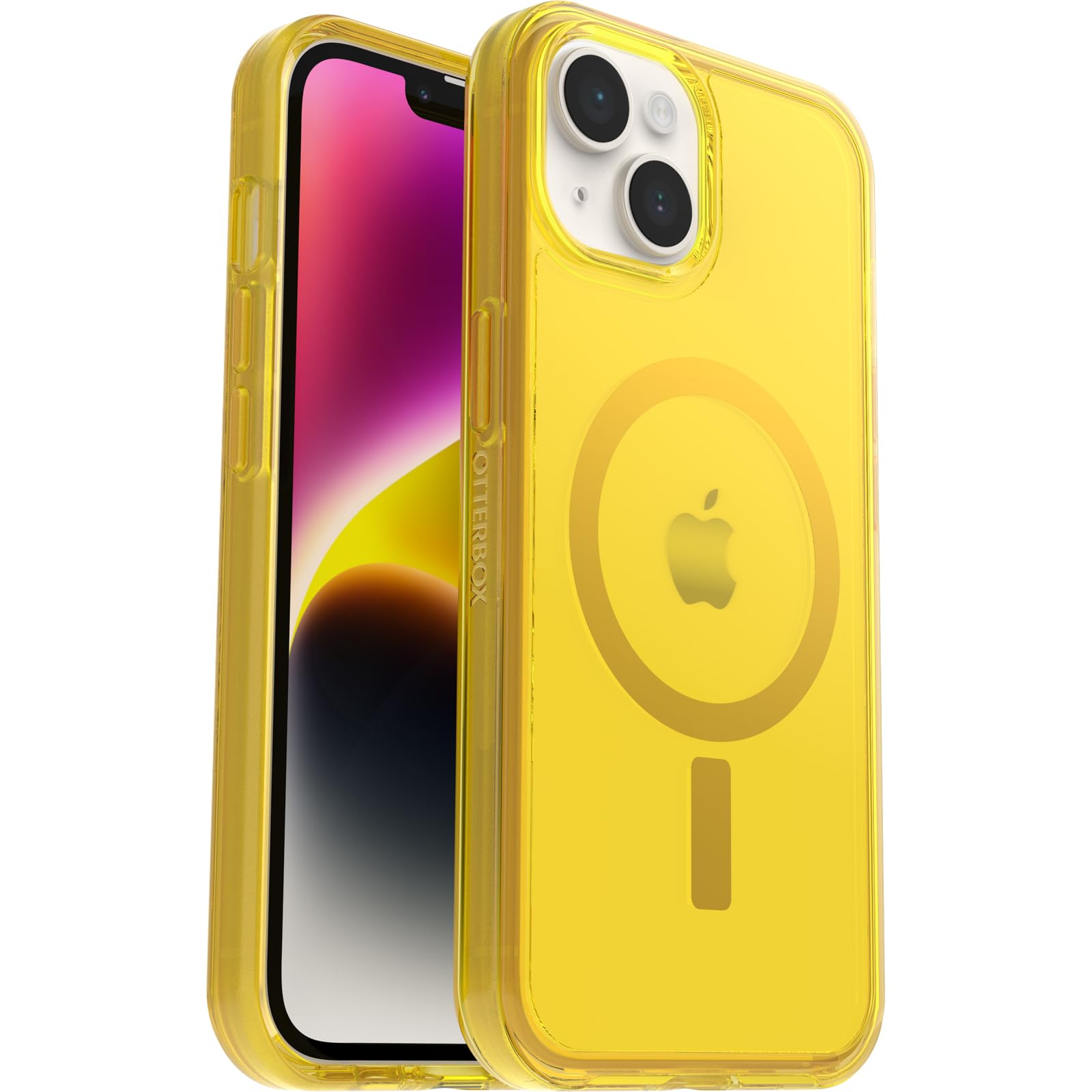 OtterBox Cover per iPhone 14 Symmetry+ Clear per MagSafe, Resistente a shock e cadute, Sottile, Testata 3x norme MIL-STD 810G, Sun Day
