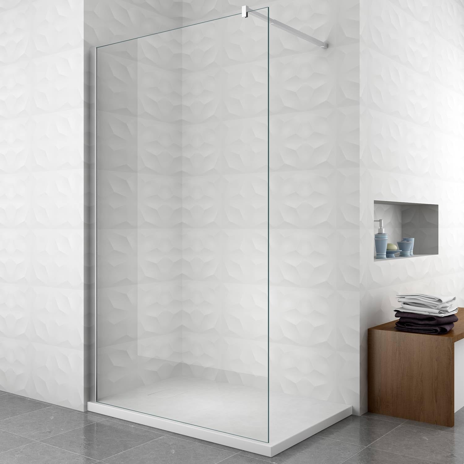 Grg Bac à Douche 70x120x2,6 CM Blanc Effet Pierre Mod. Strong