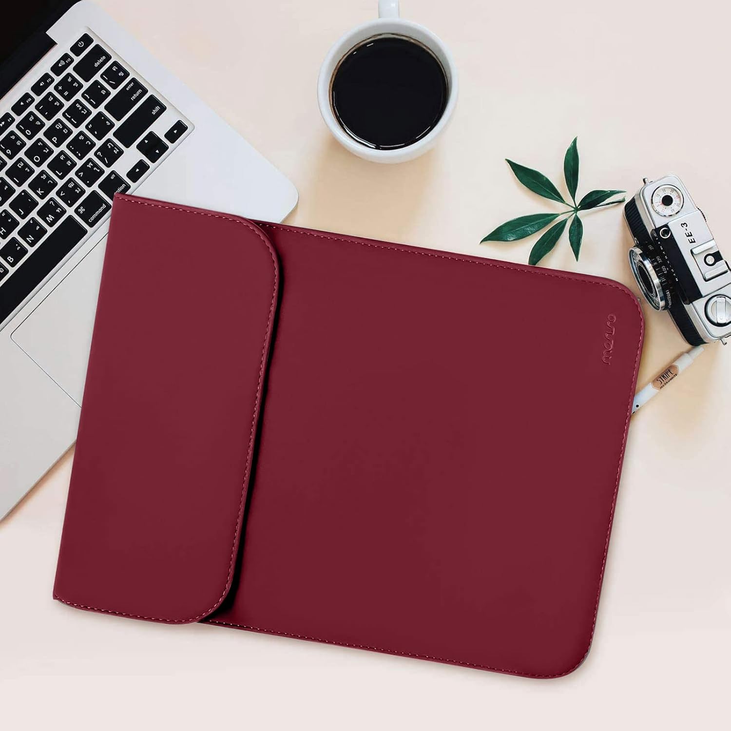 MOSISO Laptop Case 13 inch, 13 inch Laptop Sleeve Compatible with MacBook Air M4 M3 M2 M1 2025-2018 / Pro M2 M1 2025-2016, Faux Suede Leather Case with Small Bag, Wine Red - Image 5