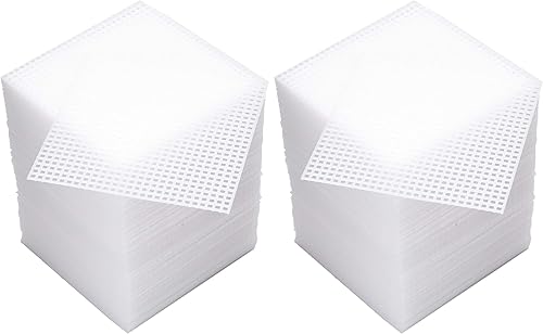 Miniatura 9 de Tosnail 100 hojas de malla de lona de plástico transparente de 4 x 4 pulgadas para manualidades de bordado