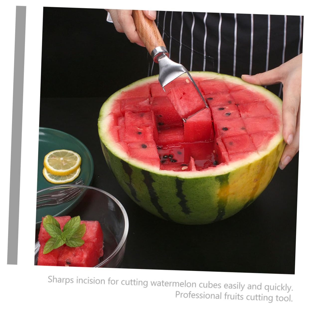 KICHOUSE Stainless Steel Watermelon Slicer Fruit Cutters Melon Knife Easy Peel Portable Tool