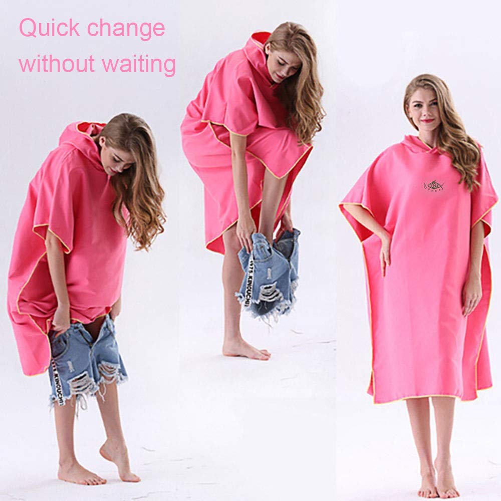 Poncho de Bain, Poncho de Surf, Serviette de Bain Ultra légère, Aide au déménagement, Peignoir à séchage Rapide en Microfibre pour Femme, Homme et Enfant, 90 x 110 cm