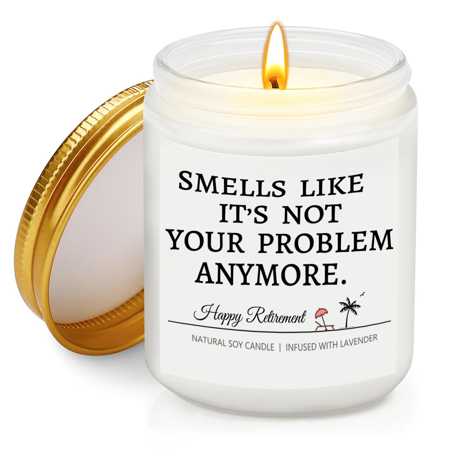 Retirement Gifts for Women, Funny Retirement Candle for Women, Men, Friends, Coworker, Teacher, Retirements Gift Ideas, 7 oz Lavender Scented Soy Wax Candle
