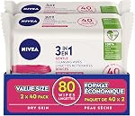 NIVEA 3-in-1 Biodegradable Face Cleansing & Make-up Removing Wipes for Normal Skin, 40 Wipes