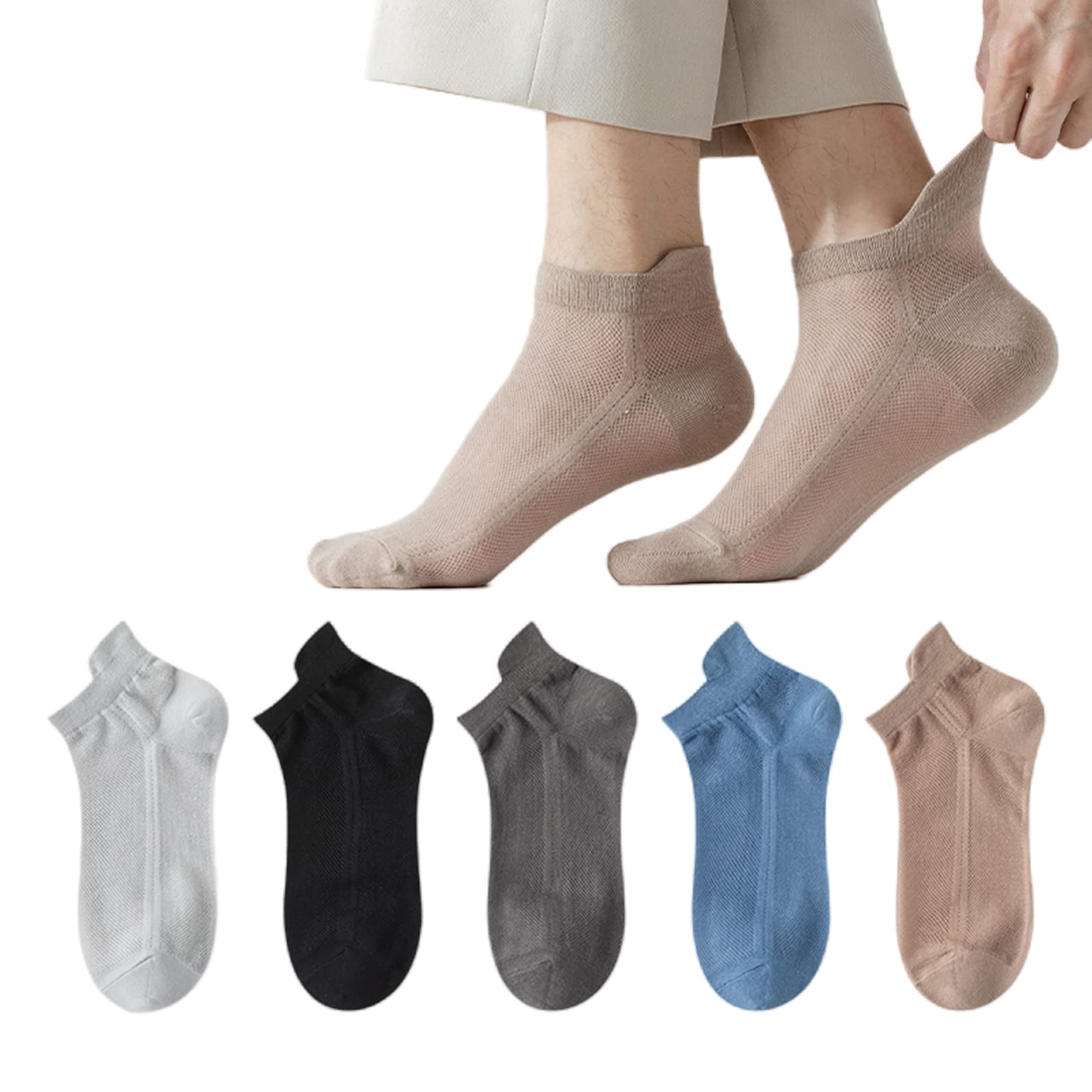 Unisex Ankle Socks Ultra Thin Breathable Dry Fit Low Cut Athletic Socks for Men Women 5-10 Pack (MIX06(5 Pairs),Medium)