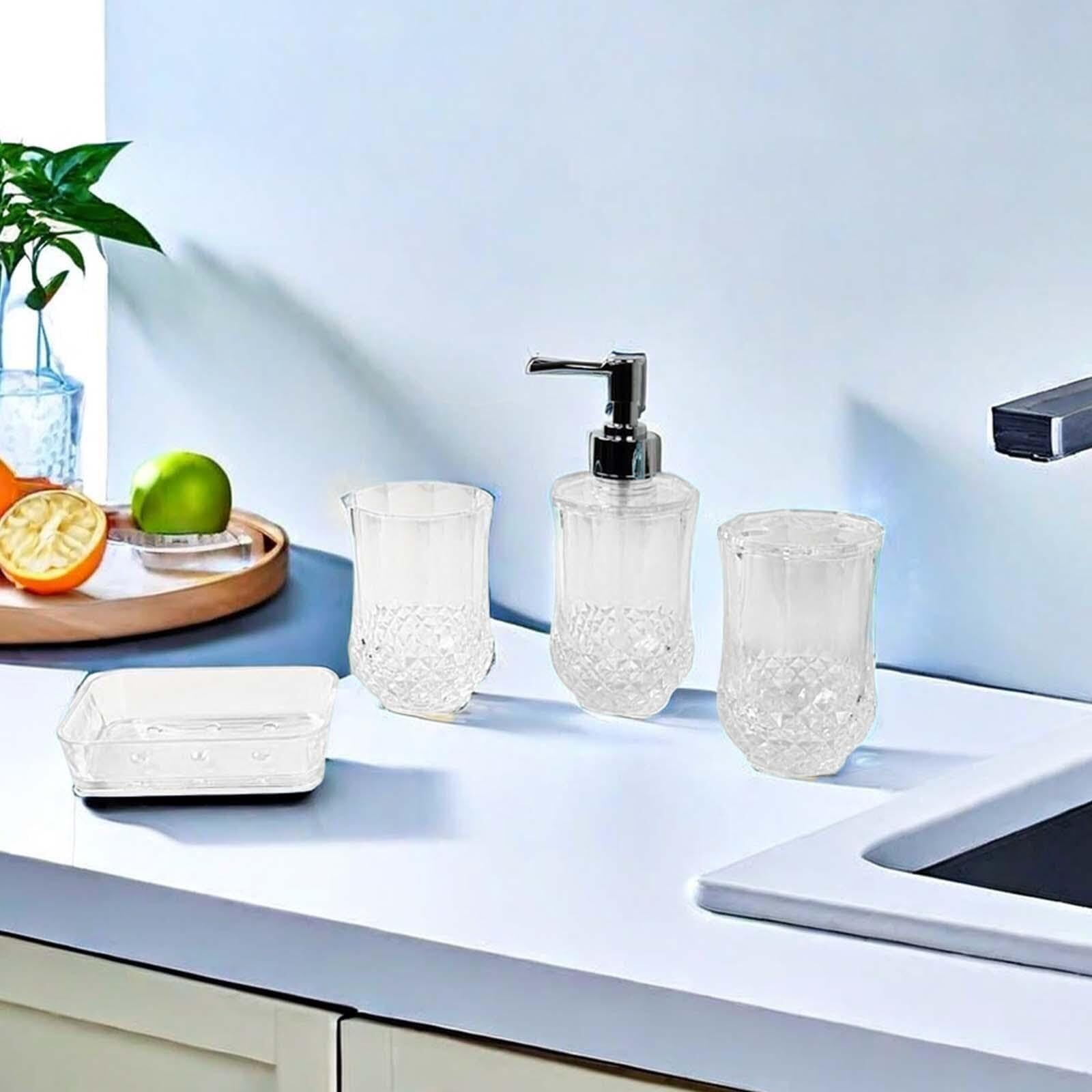 Set di accessori per il bagno Porta sapone, dispenser for articoli da toeletta, moderno, collutorio, tazza, decorazione banco, costiera Arredamento per gli affittuari(White)
