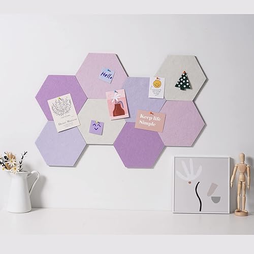 Miniatura 3 de LAJAR 8 piezas de baldosas de tablero de anuncios de fieltro autoadhesivas (grandes), azulejos de pared de tablero de pines de fieltro de color