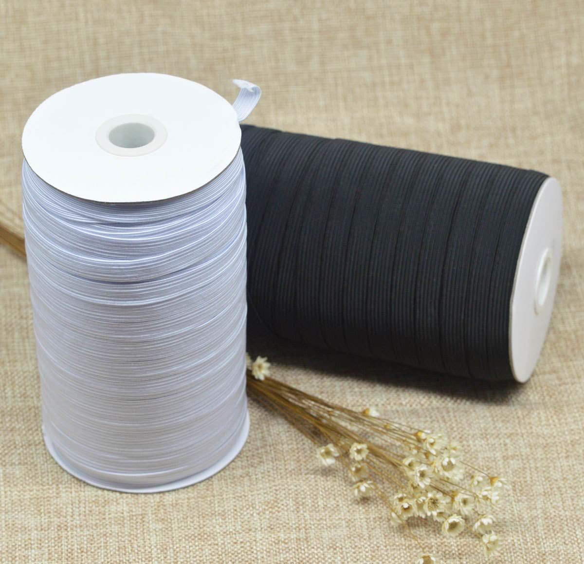 AK TRADING CO. 1/2 Inch Wide Knitted Elastic – 144 Yards White Stretch Band for Sewing, DIY Crafts, Waistbands, Face Masks, Garments & Home Projects