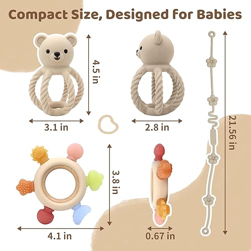 Miniatura 2 de Juguetes de dentición para bebés, mordedores de silicona, juguete para aliviar la dentición del bebé, juguetes para bebés recién nacidos de 6 a 12