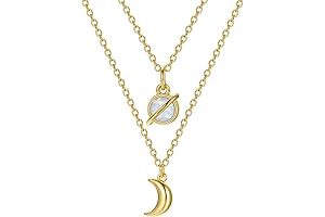 Moon and Saturn Pendant Necklace for Women
