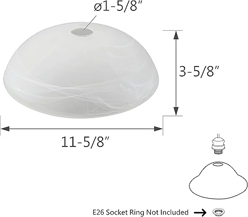 Miniatura 5 de Aspen Creative 23099-11 Pantalla de cristal de repuesto contemporánea de alabastro para lámpara de antorcha de base media, lámpara de botín,