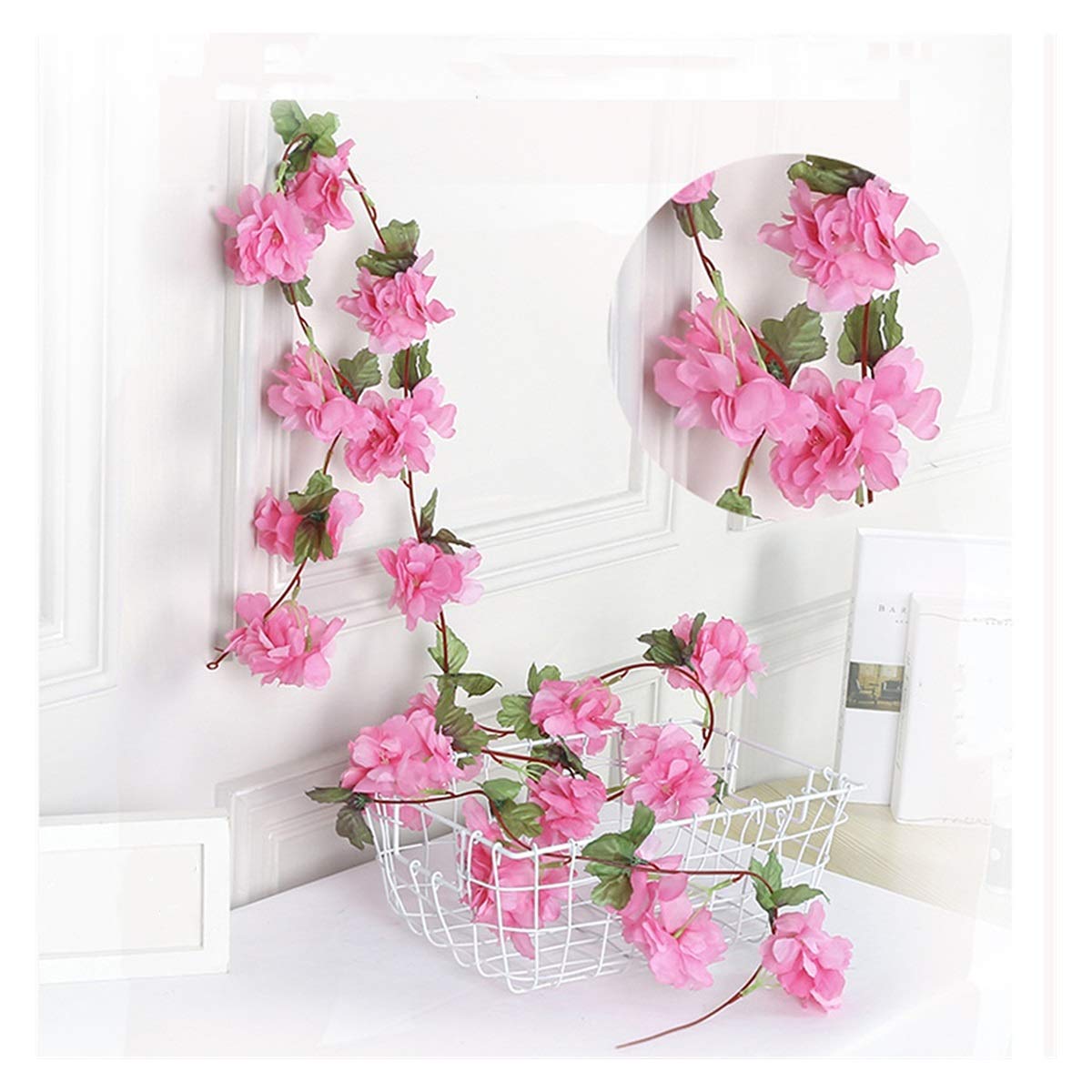 Confezione da 6 fiori artificiali simulati fiori di ciliegio vite fiori pendenti finti vite for la