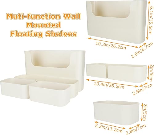 Miniatura 2 de DAJAVE Paquete de 4 soportes de plástico para archivos, organizador de pared autoadhesivo de 3 tamaños, organizador de pared para decoración del