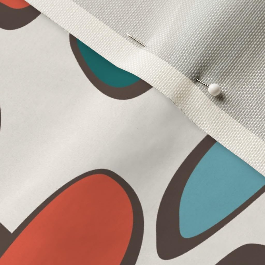 Spoonflower Fabric - Mid Century Retro Vintage 1950S Geometric Modern Coral Teal Printed on Upholstery Velvet Fabric Fat Quarter - Upholstery Home Decor Bottomweight Apparel