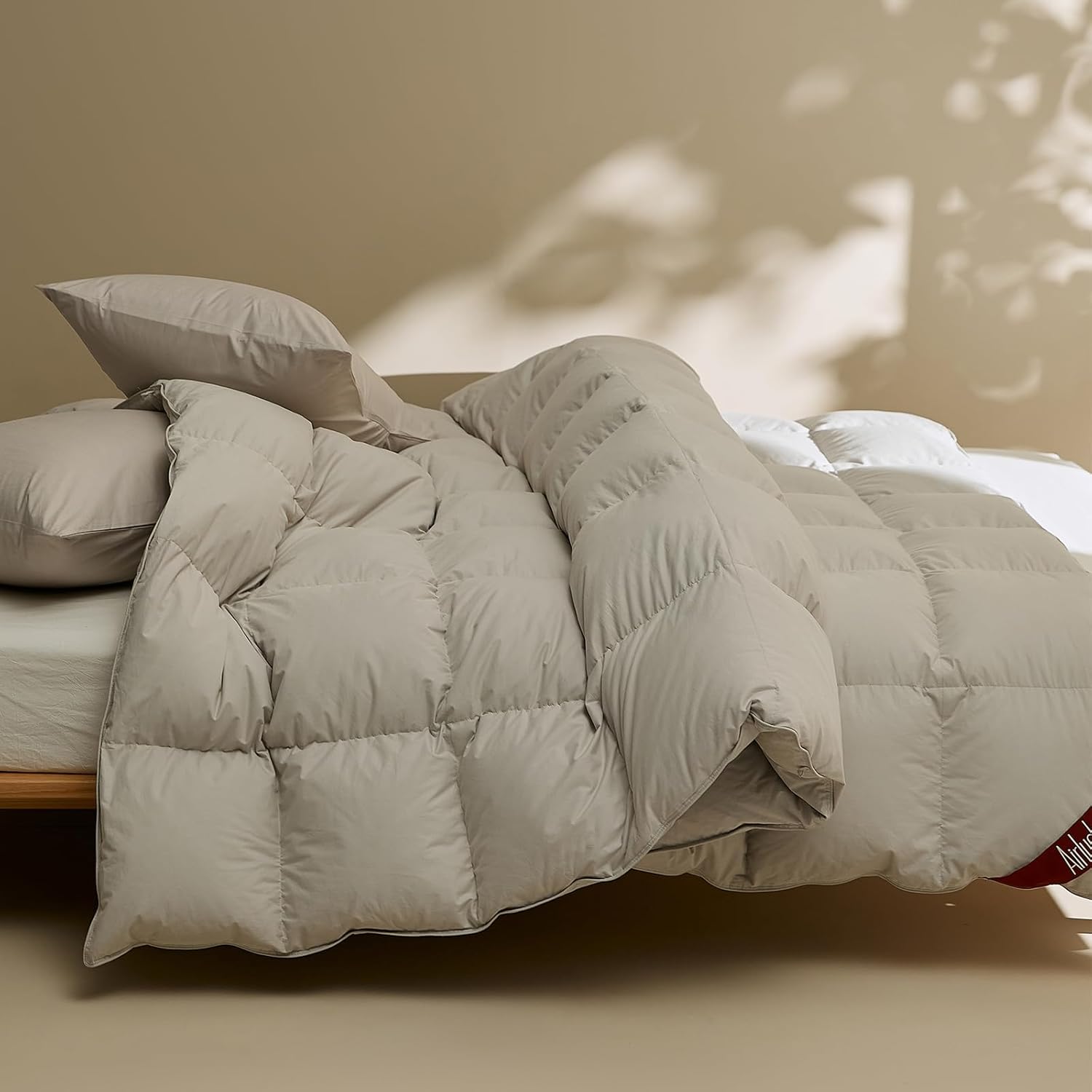 Airluck Feathers Down Comforter Twin Size,Fluffy Hotel Bed