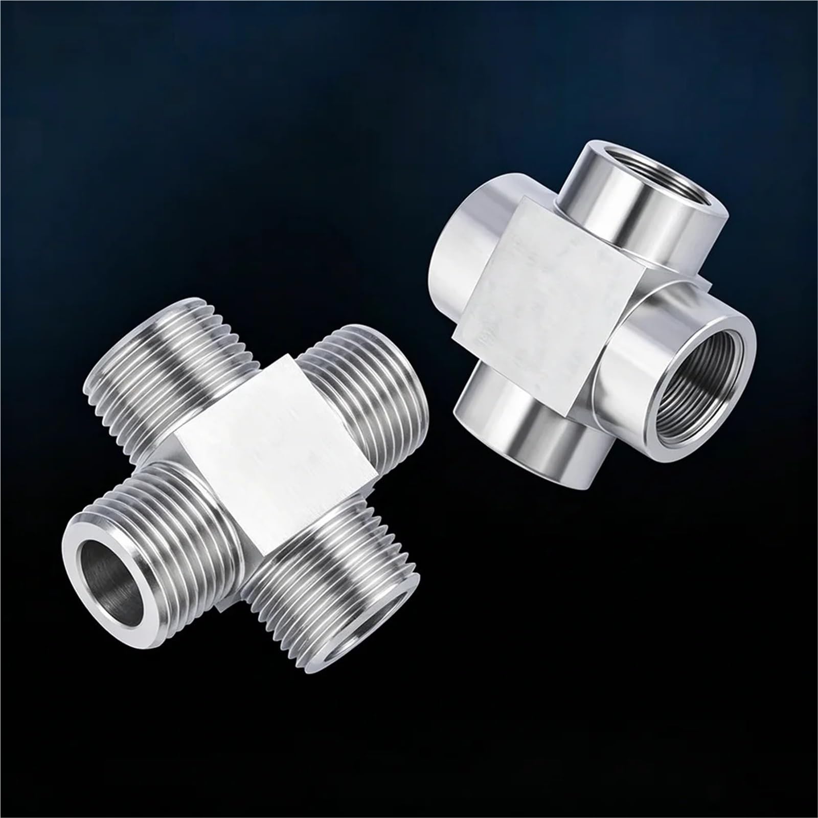 M14 M16 M18 M20 1/8 "1/4" 3/8 "1/2" BSP NPT Filettatura Maschio Femmina In Acciaio Inox 304 4 Vie Croce Raccordo Connettore Comune(NPT1 Female)