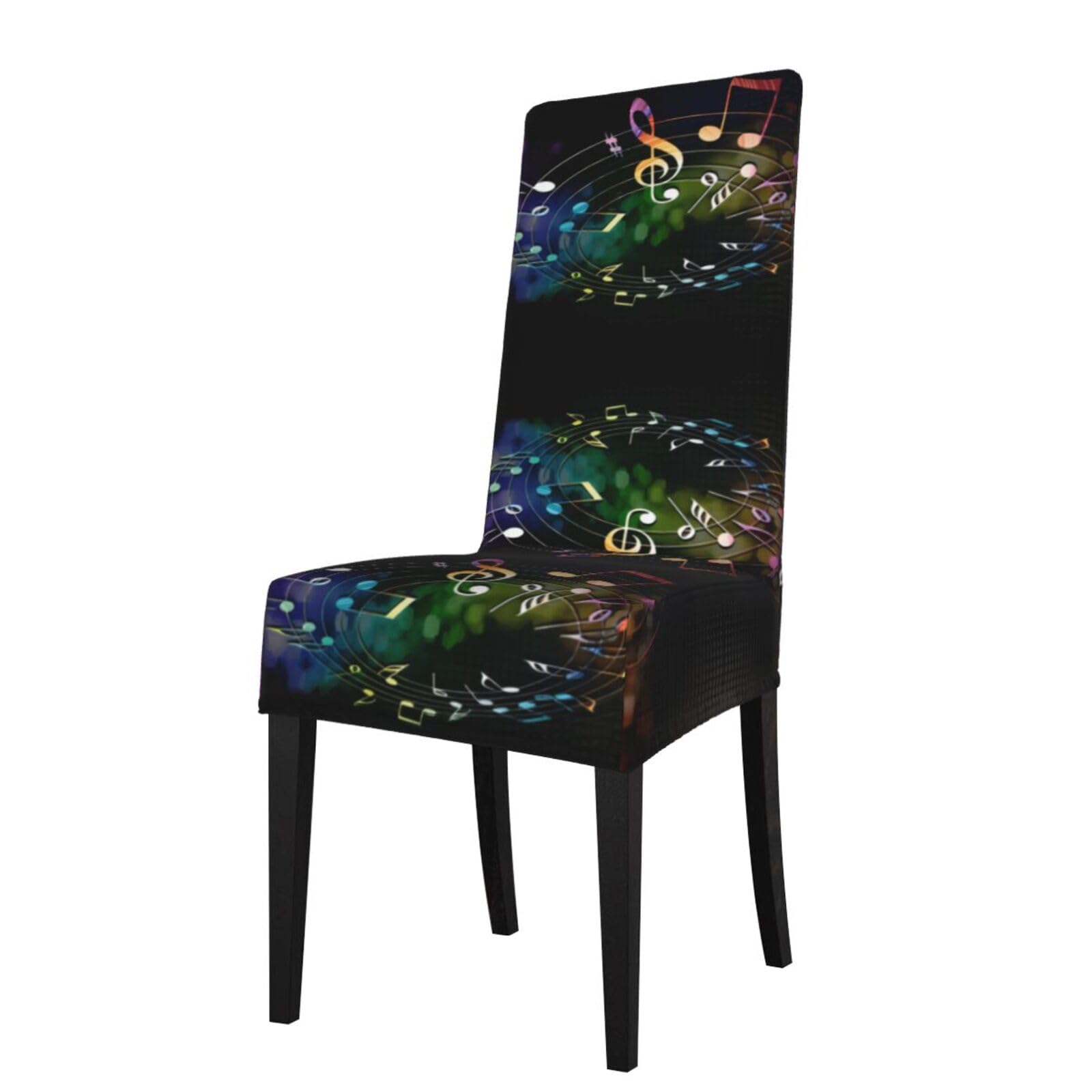 YYHHAOFA Beautiful colorful notes Prints Protection Cover for Dining Chair - Stretch Slipcovers, Easy Refresh for Your Dining Room & Event Decor