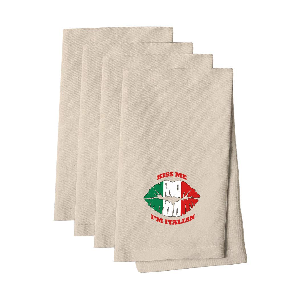 Style In Print Kiss Me I'm Italian Italy Flag Cotton Canvas Dinner Napkin