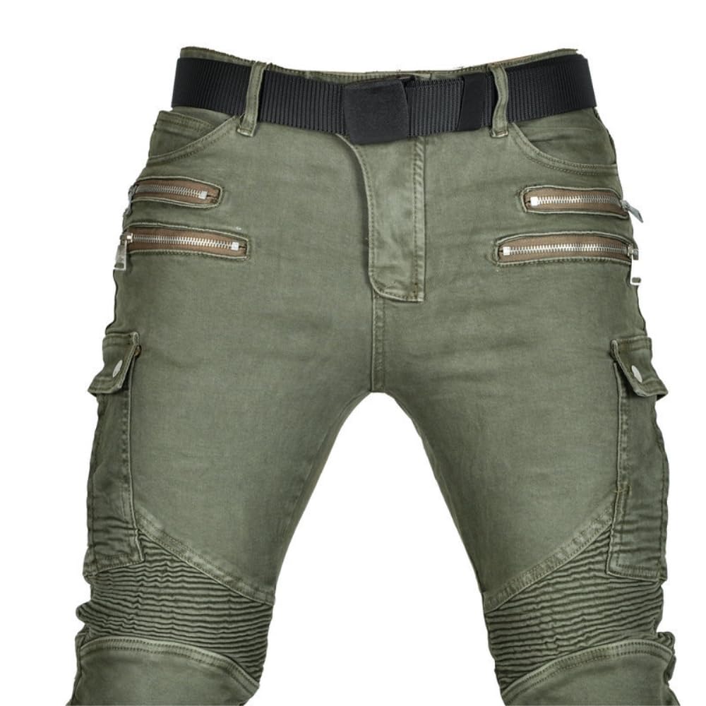 DYRBF męskie i damskie dżinsy motocyklowe stretch slim fit spodnie dżinsowe ze zdejmowanymi podkładkami ochronnymi na kolana i biodra