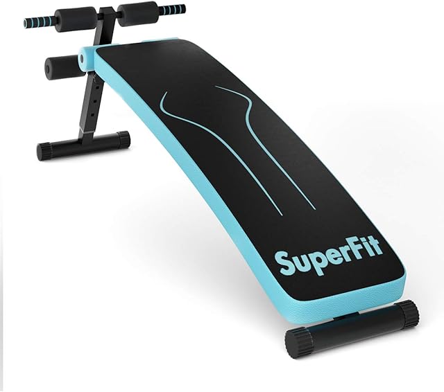 COSTWAY Sit Up Bench, Foldable Abdominal Core Workout Exercise Machine with 4 Adjustable Positions, Decline Curved Benches for Home Gym