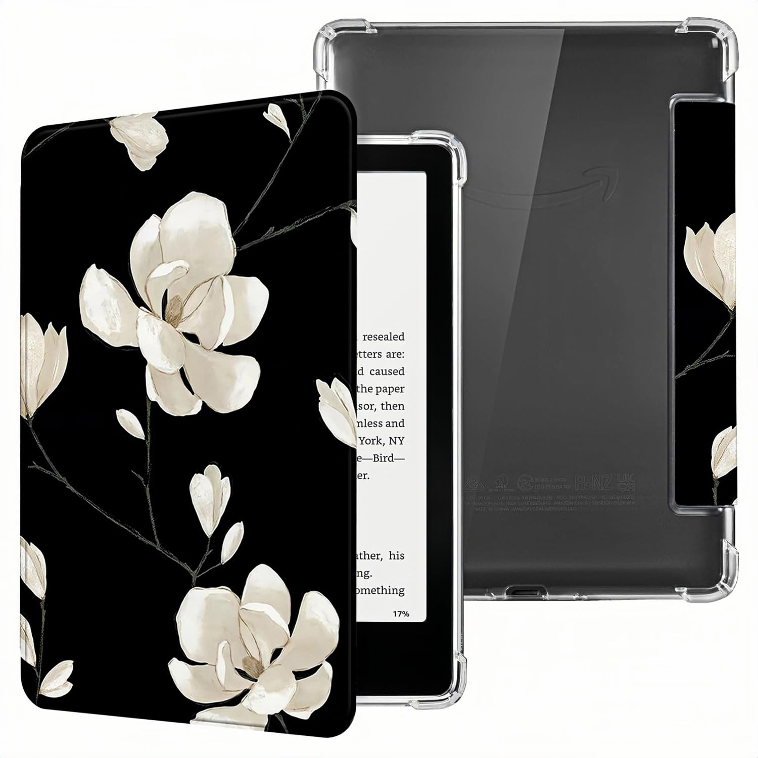 Custodia per Kindle Paperwhite 12a generazione da 7" e Kindle Colorsoft Signature Edition 2024 Rilasciato - Cover in pelle PU leggera e resistente e cover posteriore in TPU trasparente con