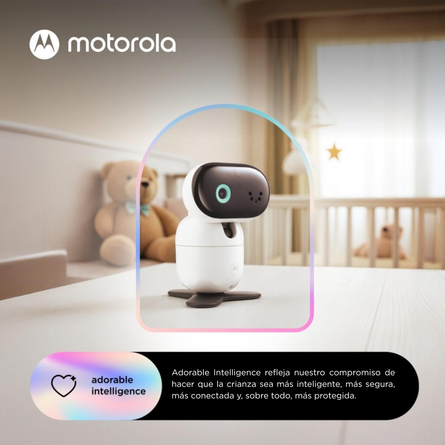Motorola Nursery PIP1710 Connect – Vigilabebés Wi-Fi con Cámara HD Motorizada y Pantalla Táctil de 5” | Detección y Traducción de Llanto, App Motorola Bebé, Visión Nocturna, Montaje para Cuna