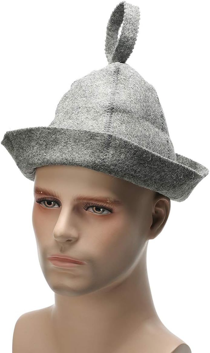 90 Wool Felt Grey Sauna Hat for Russian Banya Sauna Hut