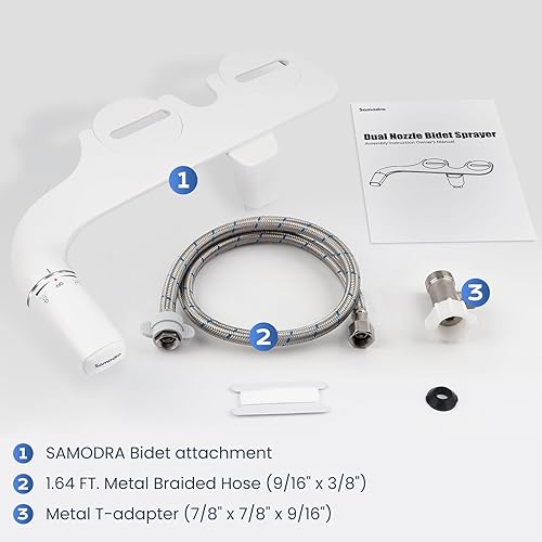 Miniatura 6 de SAMODRA-Bidé Ultra Delgado, Bidé minimalista para Inodoro con Boquilla Doble No Eléctrica (Lavado Frontal y Trasero) Presión de Agua Ajustable,