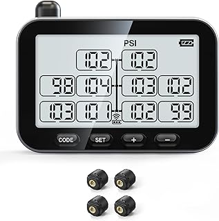 GUTA Trailer Tire Pressure Monitoring System - RV TPMS, 4 Sensors, 6 Alert Modes, Power Saving Display, Long Sensing Distance, Without Repeater, for Maximum 3 Trailers (T1/T2/T3), for Camper, RVs