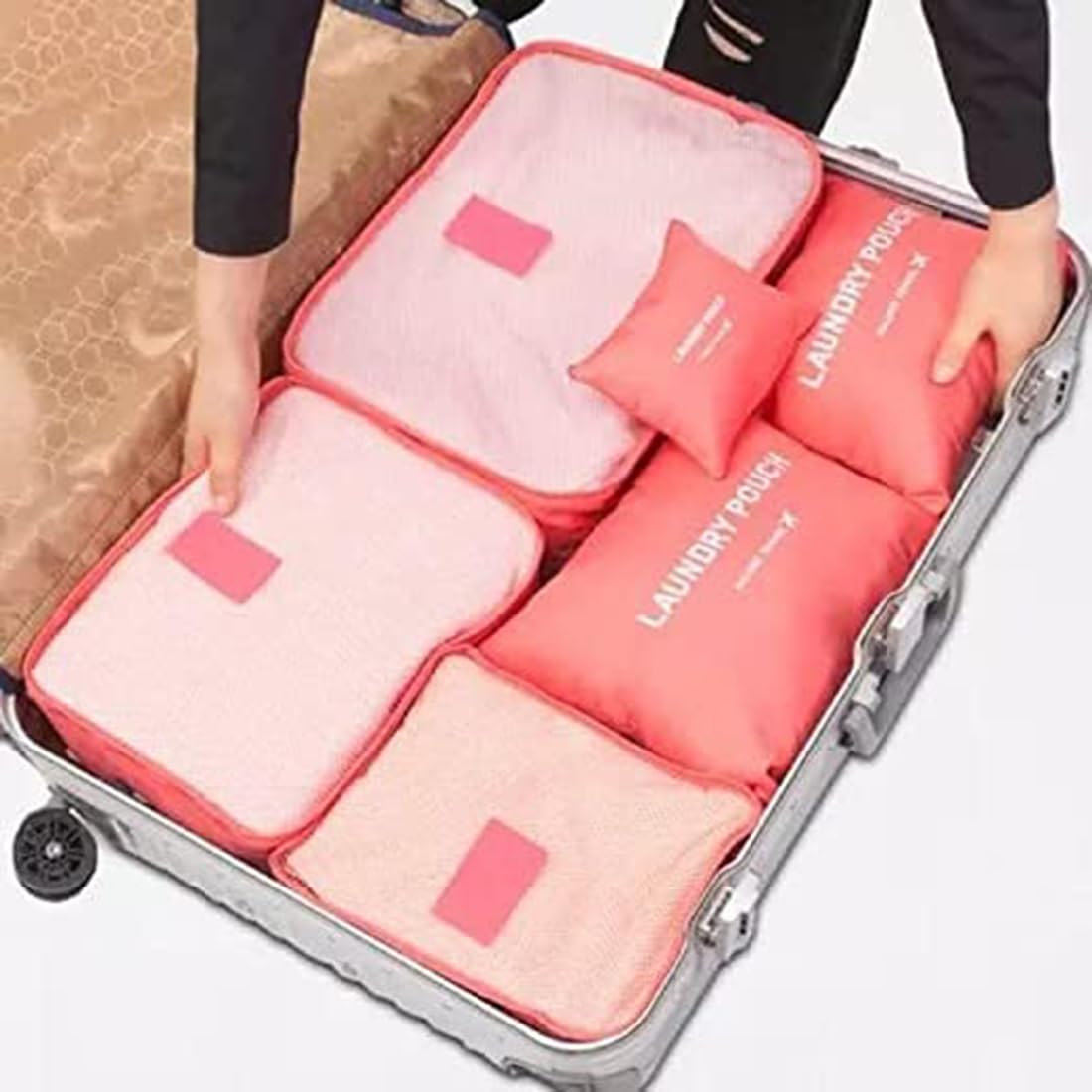 Styleys Set of 6 Packing Cube Travel Pouches Bag Organizer (Watermelon Red, S1037) 4