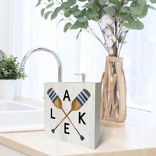 Miniatura 6 de Letrero de madera rústico con diseño de caja de lago, decoración de escritorio con tema de paleta de lago, bloque de madera, caja de placa,