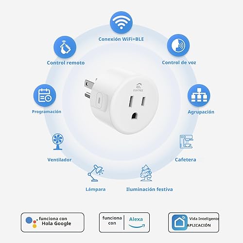 Miniatura 2 de Eightree Enchufe inteligente de 5 GHz y 2.4 GHz, enchufe WiFi con control remoto de aplicación, compatible con Alexa y Google Home, 4 paquetes