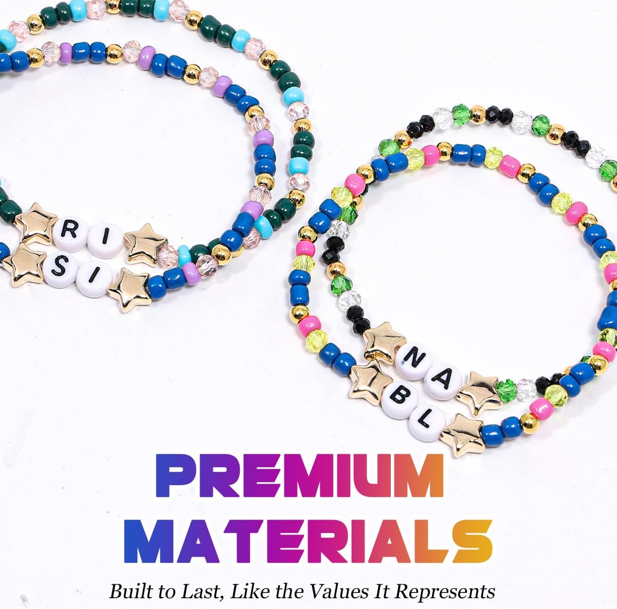 AICase for Blue Lock Merch Gifts Toys Inspired Bracelets 4 Pcs Stackable Stretch Beaded Friendship Bracelets Figures Collection Costume Cosplay Merchandise Gifts for Fans Women Birthday Christmas - Image 3