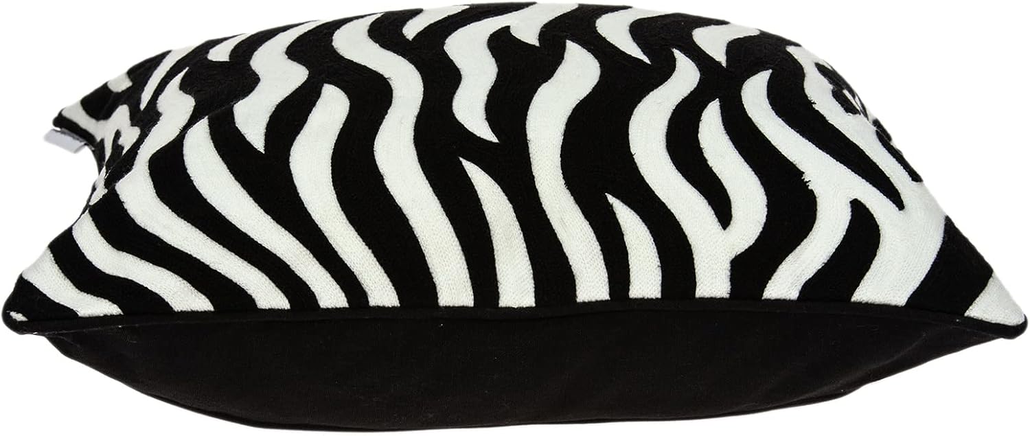 HomeRoots 334118 20 x 7 x 20 in. Transitional Black & White Zebra Pillow Cover with Poly Insert