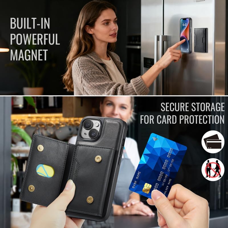 Funda desmontable para iPhone 14 tipo libro, protección total y carga inalámbrica 6