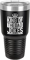 Vista 1 de King of the Dad Bromas – Vaso de bebida de 30 oz con paja y tapa superior deslizante Taza de viaje grabada con láser Comparar con Yeti Rambler